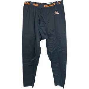 Realtree Men’s Fleece Thermal Underwear Pants Black